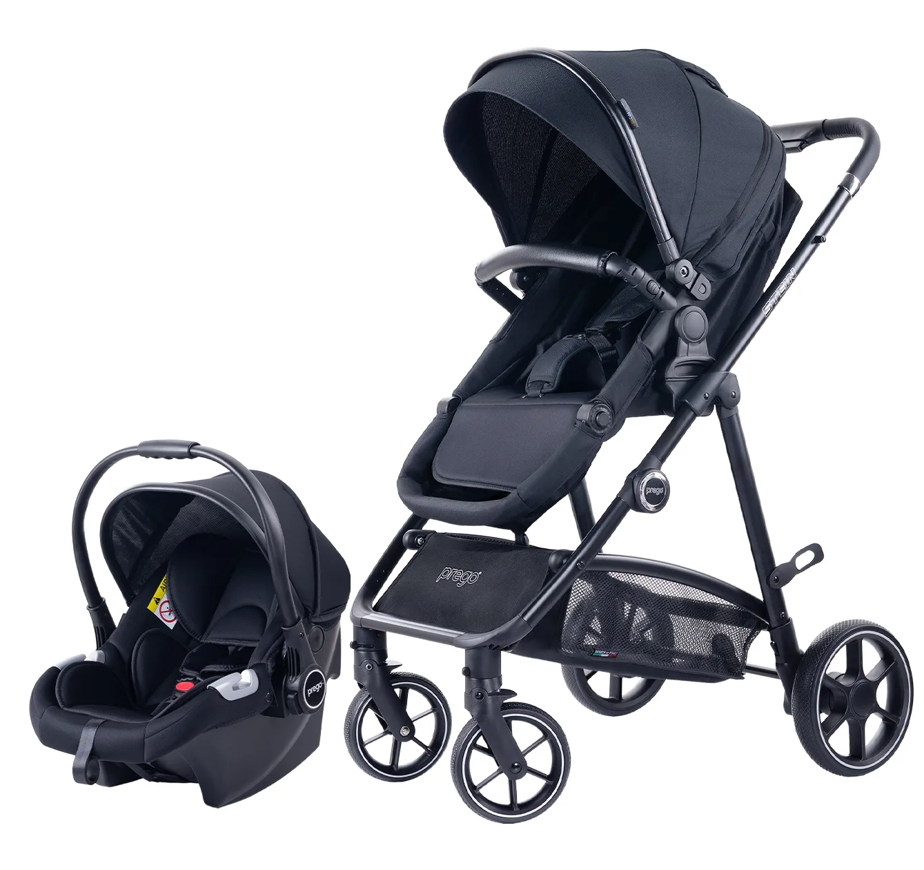Stein Travel Baby Stroller with Bassinet Black